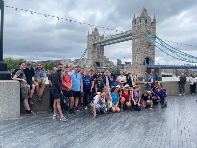 Walkers in front of Tower Bridge